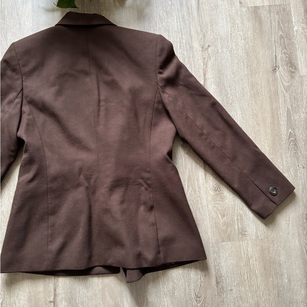 Vintage Women’s 100% Wool Chocolate Brown Double Breasted Blazer - Picture 7 of 10